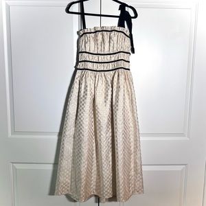 Sofie the Label White and Gold Jacquard Dress